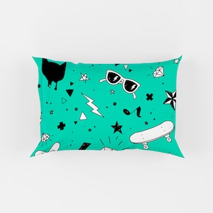 Funda de almohada - Estampado Punk / Turquesa