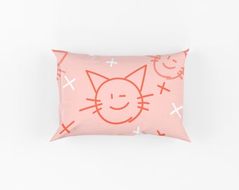 Pillowcase - Smiley Cat - Pink