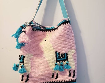 Wayuu mochila look a like bag with llama.