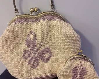 crocheted purse and coin purse set