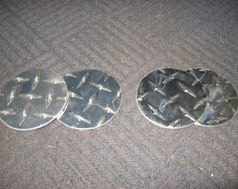 3-1/2" Diamond Tread Aluminum Coasters, Set of 2
