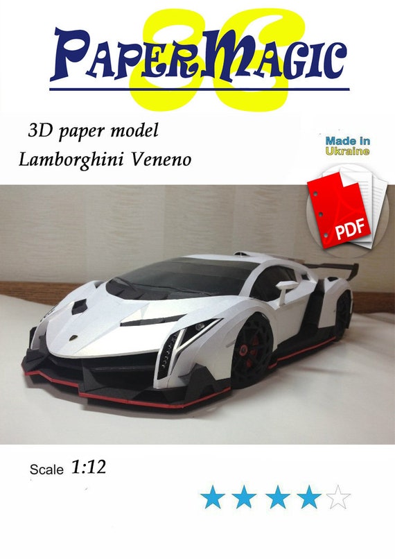 Paper Model Kit Lamborghini Veneno Papercraft 3d Paper Craft Etsy