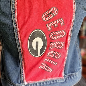 UGA Upcycled kids GAP sz 10 Denim Jacket Georgia Bulldogs