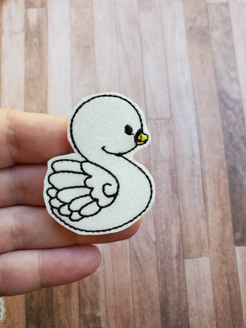 Pet Felt Swan Feltie Embroidered Felt Feltie Bird Felties Felties Hair Bow Supplies Felt Appliques Swan Felties Hair Bow Centers