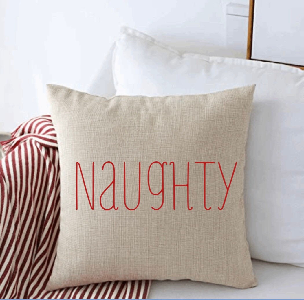 Naughty Throw Pillow Nice Throw Pillow Christmas Decor Etsy
