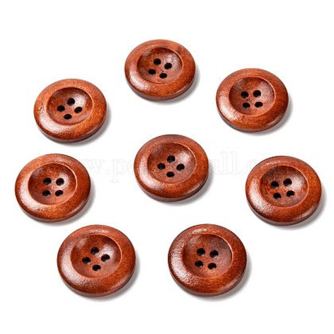 10 Wooden Buttons, 4 Hole, Flat Round, Sienna, 25x5mm, Hole: 2mm - Etsy
