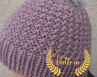 Simple Textured Beanie Pattern Digital Download Pattern Only Knitted Beanie Pattern Textured Beanie Double Brim Beanie Knit Pattern Only