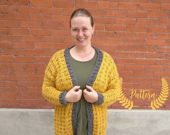 Slouchy Cardigan Pattern, Knitting Pattern, Knit Cardigan Pattern, Pattern Only, Oversize Cardigan Pattern, Textured Knitting Pattern