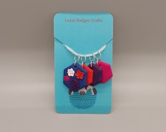 Clay Stitch Marker, Floral Stitch Marker, Leslie Knope Stitch Marker, Handmade, Polymer Clay, Floral Clay Stitch Marker, Knitting Notion