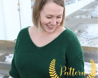 Iris Cropped Sweater Sweater Pattern Knitting Pattern Sweater Knitting Pattern V-neck Sweater Pattern Cropped Sweater Pattern Download Only