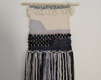 Woven Wall Hanging, Blue & Cream Wall hanging, Wall Hanging, Handmade Wall Hanging