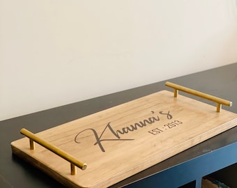 Custom Design Serving Tray, Table Decor, Personalized Tray, Housewarming Gift, Realtor Closing Gift, Wedding Gift, Wood Serving Tray