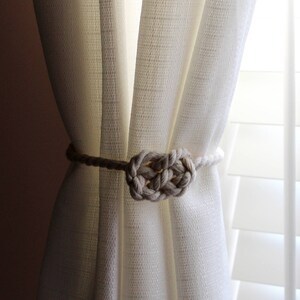 Rustic and nautical natural cotton thread curtain tie back off white tie back