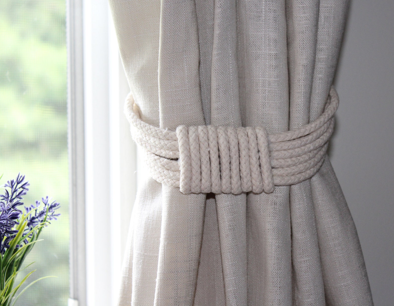 Light Ivory Rustic Nautical Beach Style Cotton Rope Tie Backs Etsy