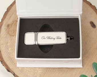 Personalised Rodeo USB & Gloss Flip Box Bundle (USB3.0) 8Gb/16Gb/32Gb - Wedding Gift, Keepsake USB Box, Custom Printed Gift USB Box
