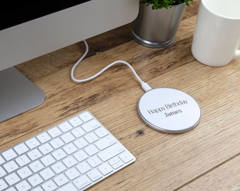 Personalised Curve 15W Wireless Charger | Custom Phone Charger, Charging Station, Charging Pad, Desk Wireless Charger, Mothers Day Gift