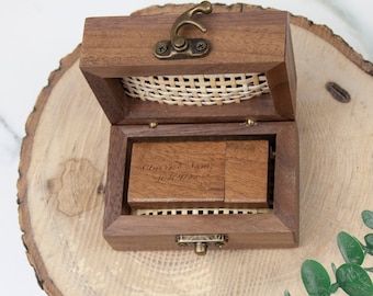 Wedding USB Box | Personalised Wooden USB & Treasure Box 3.0 8Gb/16Gb/32Gb Wedding, Anniversary Gift, Keepsake, Valentines Day Gift for Her