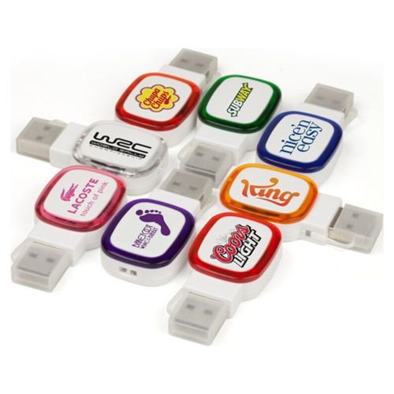 10 x White Light Up Personalized USB