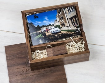 Wedding 6x4 Photo USB Box | Personalised Wooden USB & Square Photo Slide Box 3.0 8Gb/16Gb/32Gb Wedding, Anniversary Gift, Valentines Gift
