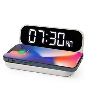 Personalised 15W Wireless Digital Charging Clock | LED Digital Display, Digital Clock, Wireless Charger, Mothers Day Gift, Gift for Mum