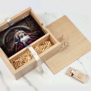 Wedding 6x4 Photo USB Box | Personalised Wooden USB & Square Photo Slide Box 3.0 8Gb/16Gb/32Gb Wedding, Anniversary Gift, Valentines Gift