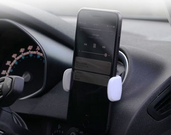 Car Phone Holder Deluxe - White - 360 degree rotation, clips onto air vent