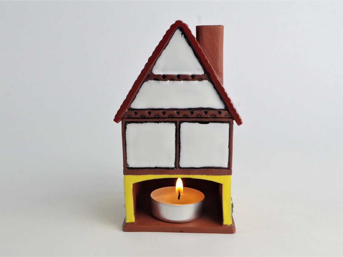 Ceramic Candle Holder House Handmade Ligthing Decor Aroma Etsy