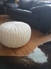 White Crochet Pouf 16'' - Footstool Pouf - Bean Bag Chairs- Crochet Floor Cushions - Kids Furniture - Ottoman- Baby shower, gift 