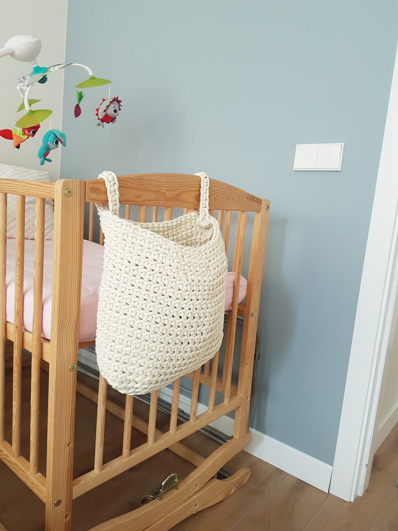 Beige Basket For Hanging Up On Baby Crib Toy Storage Etsy