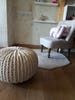 White, Beige Crochet Pouf 16'' - Footstool Pouf - Bean Bag Chairs- Crochet Floor Cushions - Kids Furniture - Ottoman- Baby shower, gift 