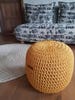 Yellow Pouf 16'' Stuffed Hand Crochet Ottoman Pouf- perfect size used as Footstool or Ottoman. Available other colors 