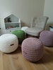 Crochet Pale pink, gray, yellow Hand Pillow Pouf- Kids  Furniture, Bean Bag Chairs, Nursery Decor, Footstool 