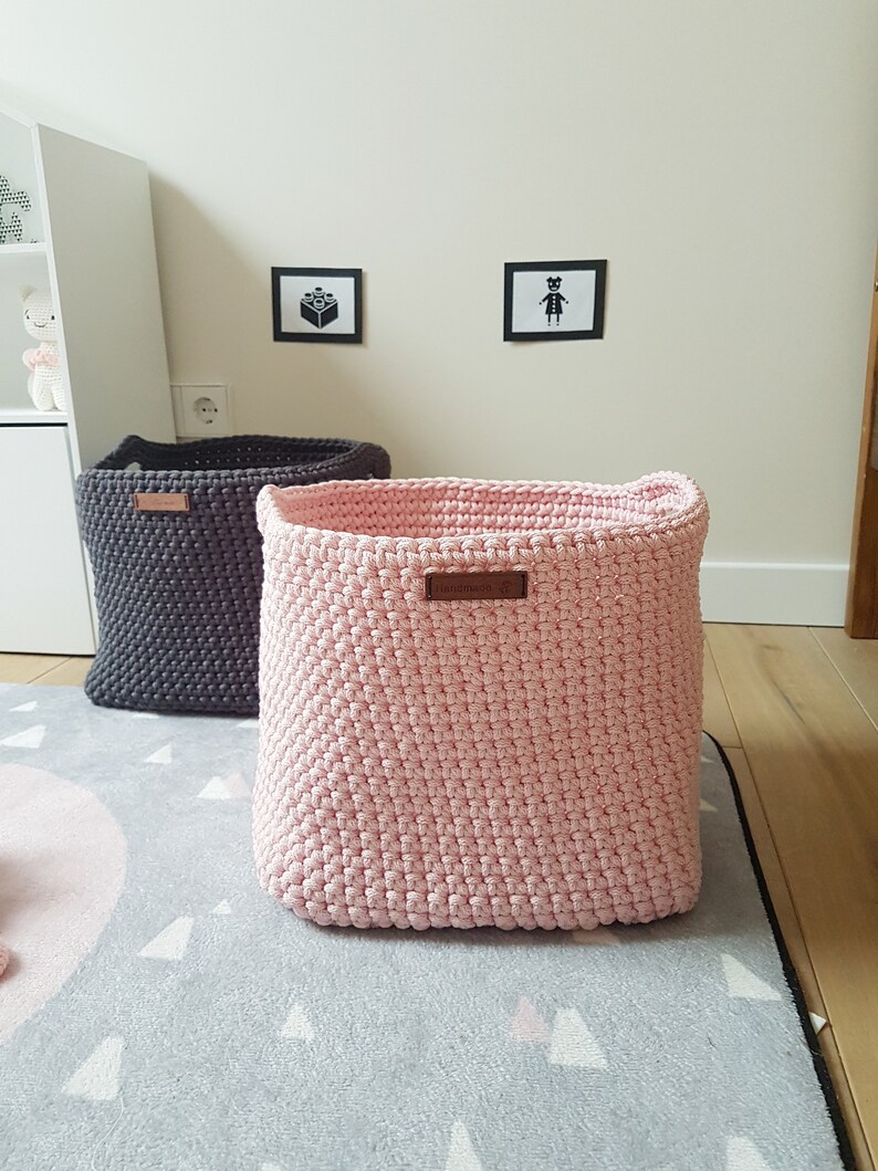 Blush pink square storage basket is made and ready to sent Etsy