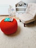 Pouf crochet, oragne 16'' pouf- Footstool Pouf - Bean Bag Chairs- Crochet Floor Cushions - Kids Furniture - Ottoman- bench 