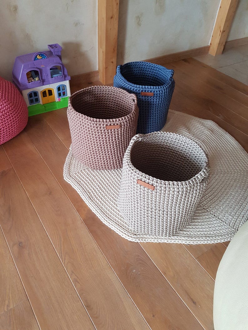 BIG Gray Rope Bag / Bathroom / Storage and Organization / Etsy