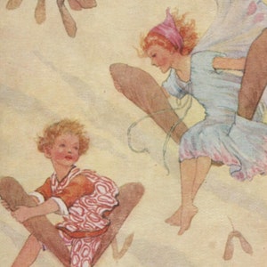 carte postale vintage Margaret Tarrant, moulins à vent, fées sycomore, carte d'anniversaire inutilisée, Médicis / Union nationale des écoles du dimanche, 95 x 147 mm