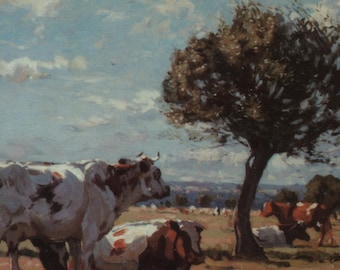 Vintage art postcard: Afternoon in the Norfolk Meadows, artist Algernon Talmage, publisher New Perspectives, 1990s, 150 x 105 mm