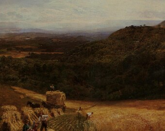 Postal artística antigua: Tiempo de cosecha, artista George Vicat Cole, editor J Arthur Dixon, 149 x 105 mm