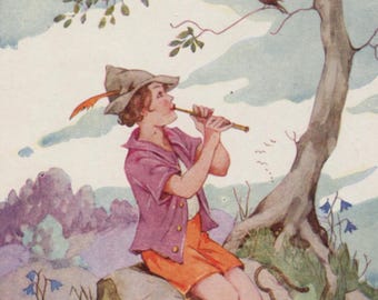 Vintage postcard:  The Duet, artist Dorothy Wheeler, Bamforth Woodland Secrets Series No 1, c 1940s, 90 x 140 mm