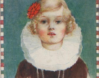 Postal antigua: Señora Mary, artista Millicent Sowerby, editor Humphrey Milford, serie Storyland Children, década de 1920, 89 x 139 mm