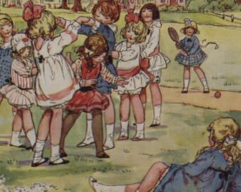 Postal antigua: Naranjas y limones, artista Dorothy Wheeler, editorial A & C Black, serie English Nursery Rhymes 45, década de 1920, 90 x 140 mm