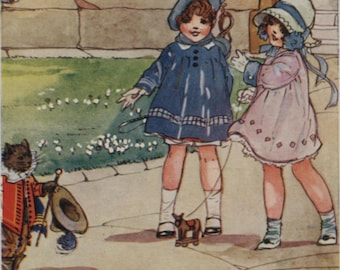 Vintage postcard:  Pussy Cat, Pussy Cat, artist Dorothy Wheeler, publisher A & C Black, English Nursery Rhymes Series 45, 1920s, 90 x 140 mm
