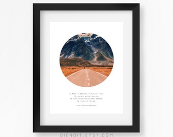 To Travel is to Live, Literary Quote, Hans Christian Andersen, Travel Quote, Quote Print, Typography Print, Literary Art, Minimalist Art
