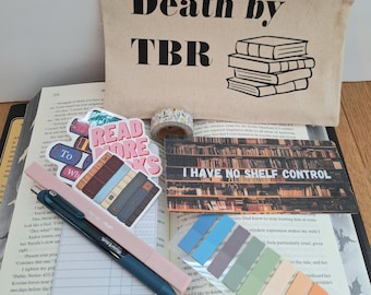 Bookish Annotation Kit | “Death by TBR” Pouch + Bookish Stickers, Tabs, Pens & More |