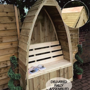 Boat/Gothic Arch Shape Garden Seat/Arbour - Delivered Fully Assembled