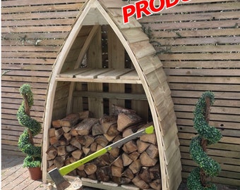 New!!! Gothic Arched/Boat - Shaped Log Store. DELIVERED FULLY ASSEMBLED