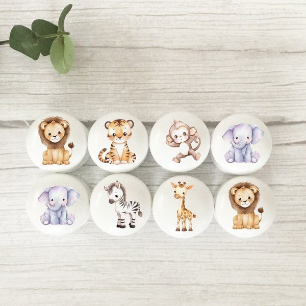 Jungle Animals Drawer Knobs, Drawer Knobs, Furniture Knobs, Children's Room, Nursery Decor, Nursery, Safari, knobs, Kids Knobs, Handles.