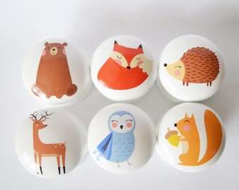 Drawer Knobs, Woodland Animal Knobs, Woodland Knobs, Knobs, Door Knobs, Drawer Pulls, Animal Knobs, Nursery Dresser Knobs, Nursery Decor