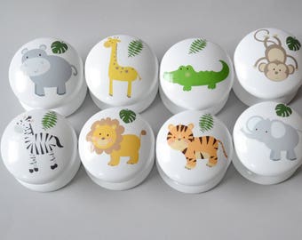 Jungle Animals Drawer Knobs, Drawer Pulls, Dresser Pulls, Children's Room, Nursery Decor, Nursery, Safari, knobs, Kids Knobs.