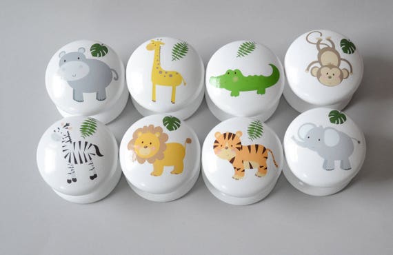Jungle Animals Drawer Knobs Drawer Pulls Dresser Pulls Etsy